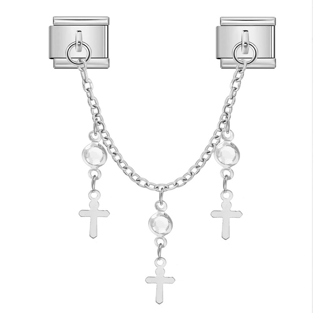 Butterfly and star pendant italian modular bracelet - stainless steel double hook diy stretch bracelet accessories