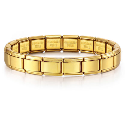 Stainless Steel Vacuum IP Plated Italian Module Bracelet Foundation Elastic Strap Chain Italian Charm