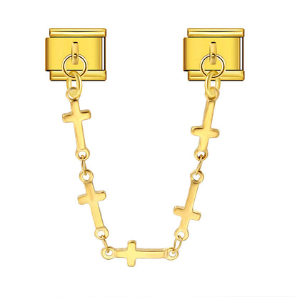Double hook italian module five-pointed star pendant patchwork stainless steel watch strap chain italian charm