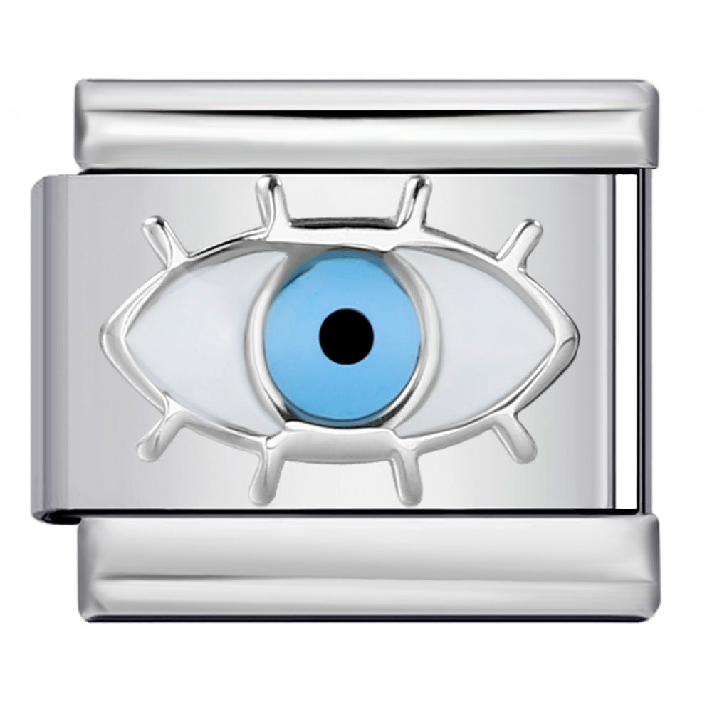 Star Eye Stamped Enamel Italian Charm Stainless Steel