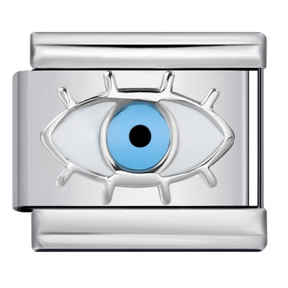 Star Eye Stamped Enamel Italian Charm Stainless Steel