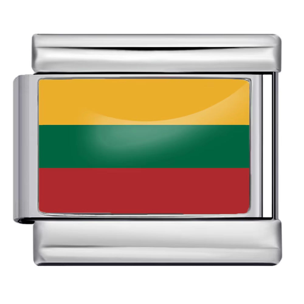 Hot-selling new world flag photo epoxy series stainless steel diy italian module bracelet accessories wholesale