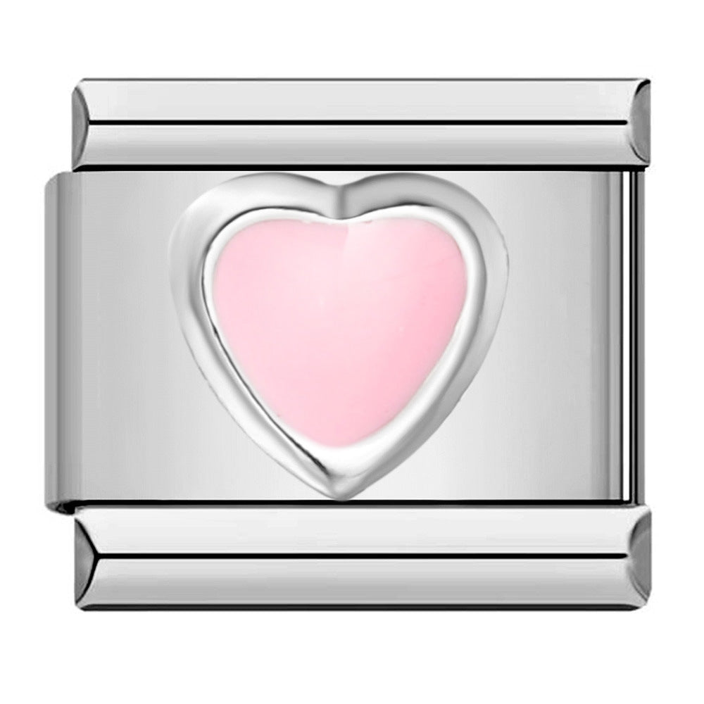 Stainless steel heart butterfly stamped pattern colorful enamel diy italian charm