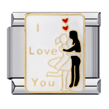 Cross-border hot-selling love series stainless steel welding oil drip bracelet, cartoon DIY Italian module bracelet wholesale