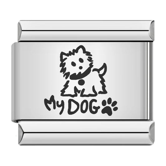 Laser Engraved Cat Paw Dog Stainless Steel Italian Charm Links