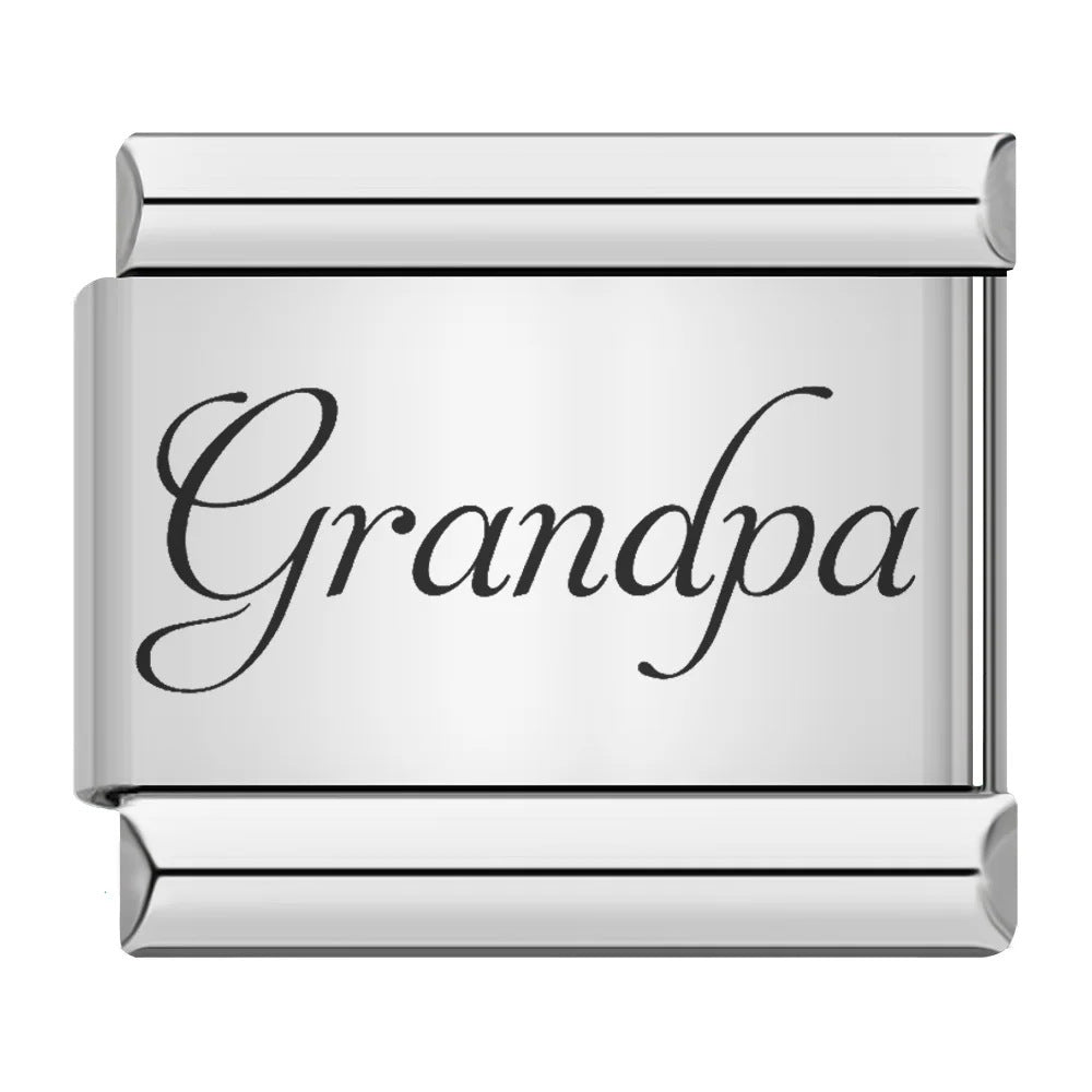 Family series english word pattern italian module bracelet stainless steel laser engraved diy bracelet