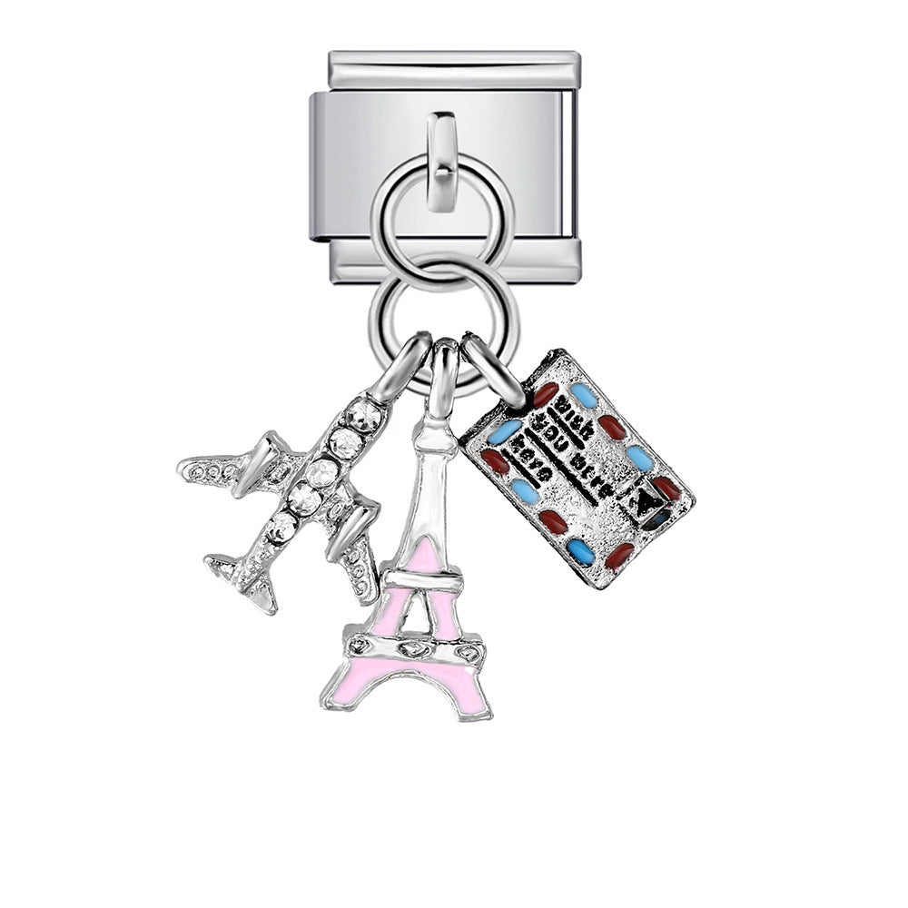 Single Animal Pendant Italian Modular Bracelet, Hook Strap Chain Italian Charm