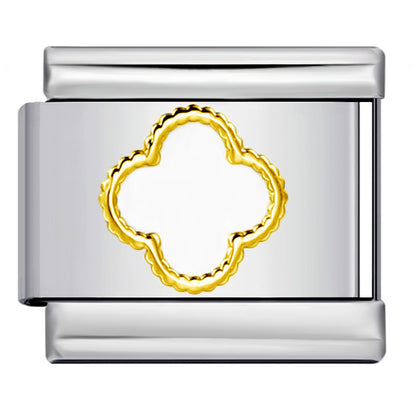 Gold Silver Stamped Pattern Stainless Steel Italian Charm Links