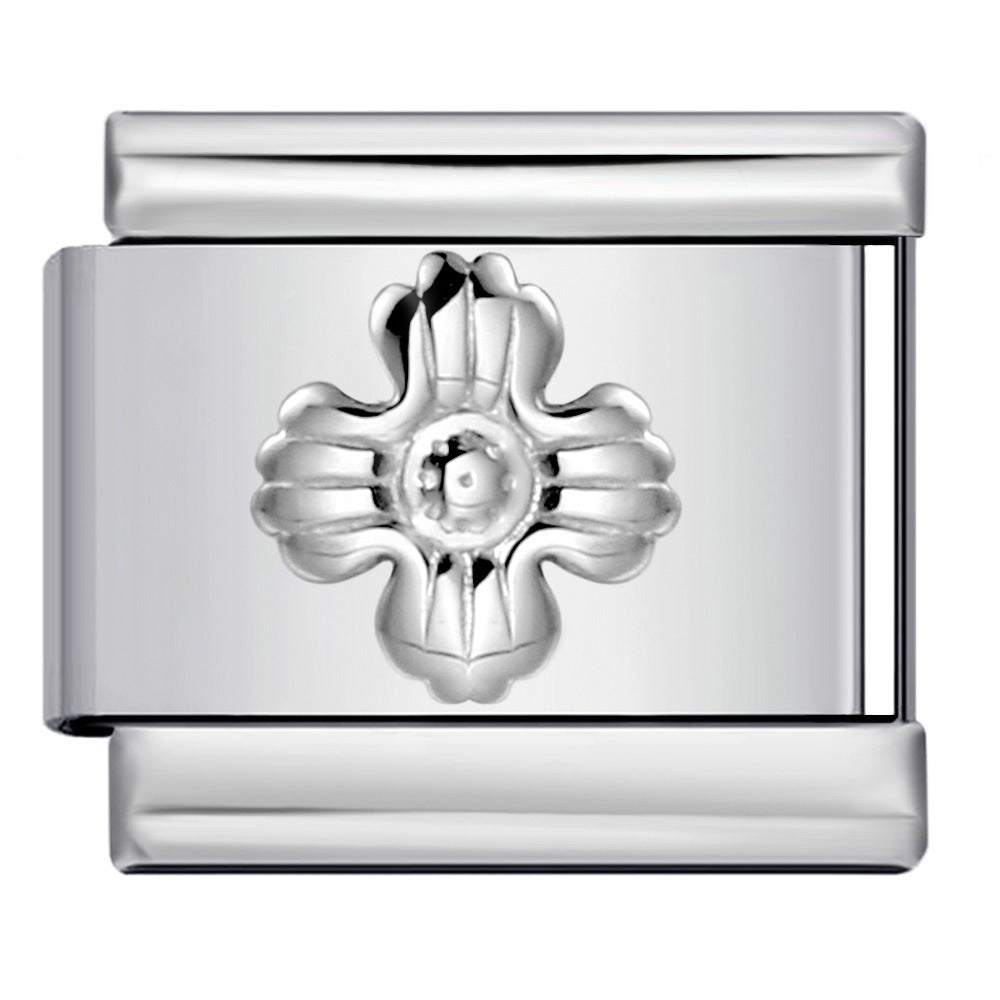 Convex Silver Stamped Italian Charm Stainless Steel