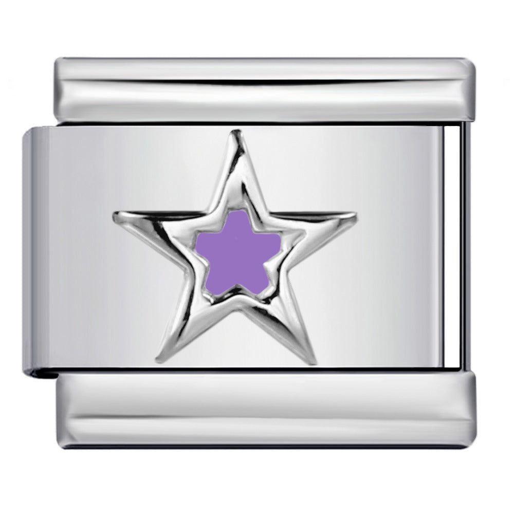 Star Eye Stamped Enamel Italian Charm Stainless Steel