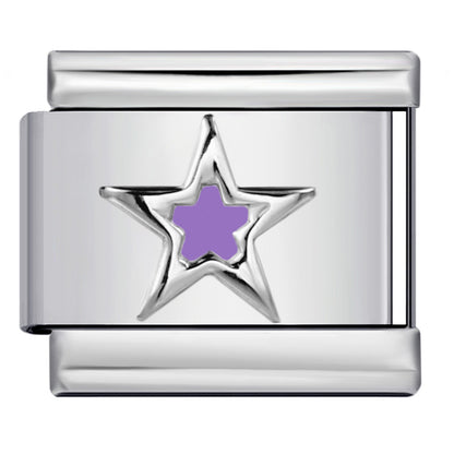 Star Eye Stamped Enamel Italian Charm Stainless Steel