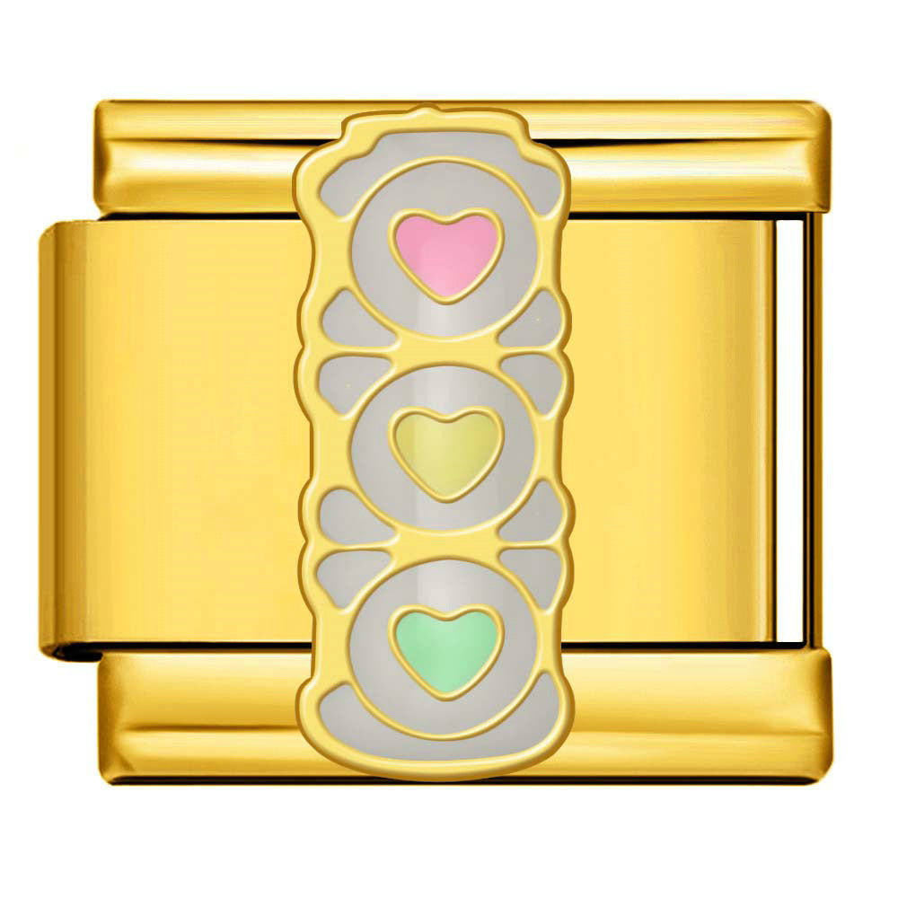 New Italian module bracelet with prohibited logo pattern, stainless steel welded gold-plated drip oil DIY jewelry