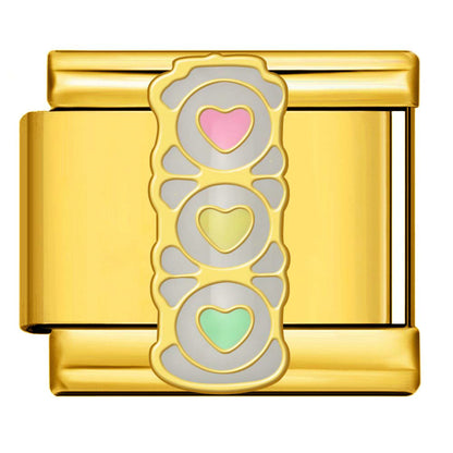 New Italian module bracelet with prohibited logo pattern, stainless steel welded gold-plated drip oil DIY jewelry