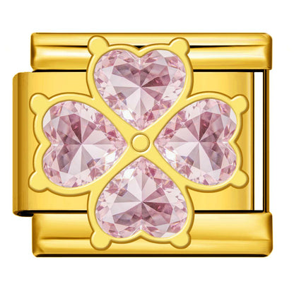 Gold Silver Rhinestone Italian Charm Gold Plated Stainless Steel