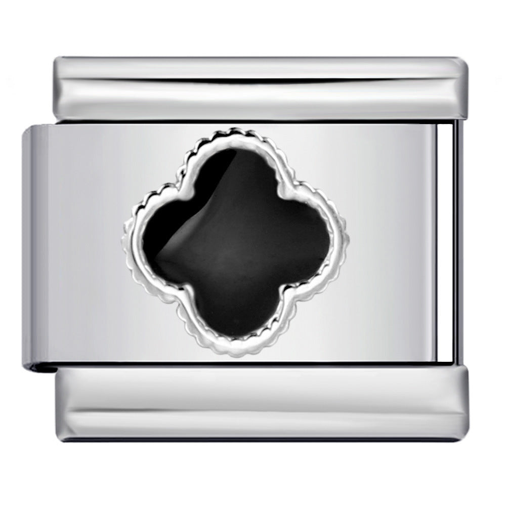 Color Enamel Four Leaf Clover Stainless Steel Italian Charm Links