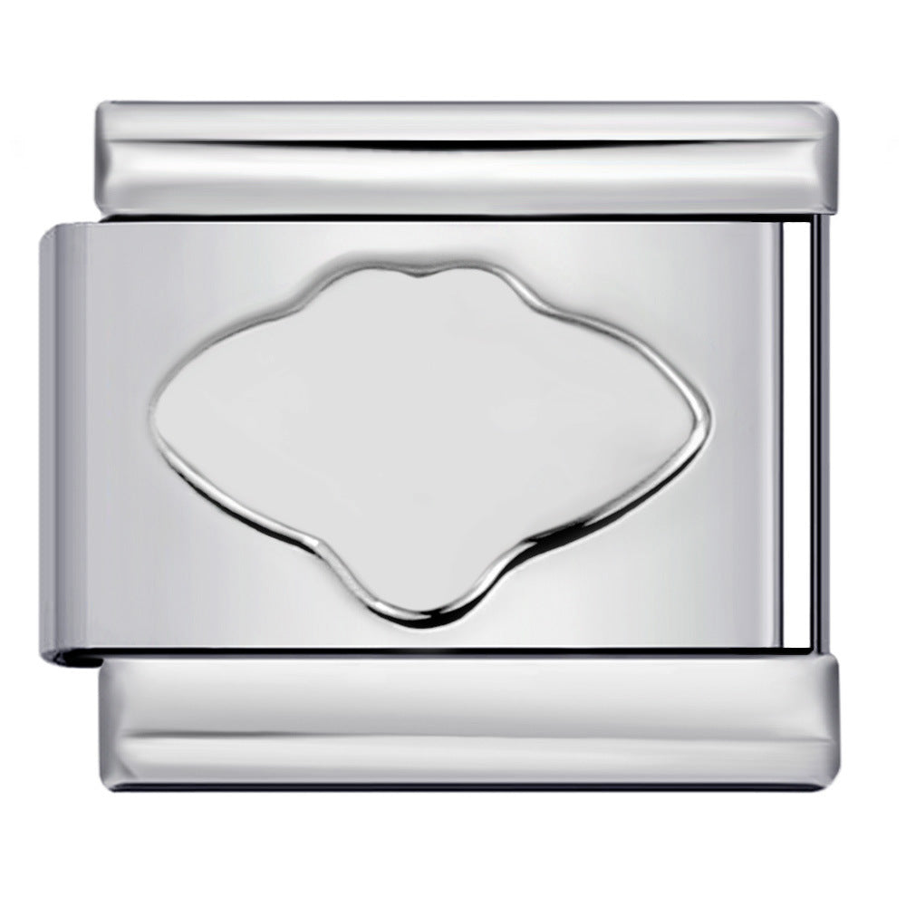 Concave Silver Stamped Stainless Steel Italian Charm Links