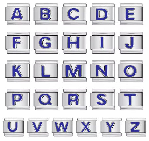 6 Colors Concave Letter Italian Charms Stamped Enamel