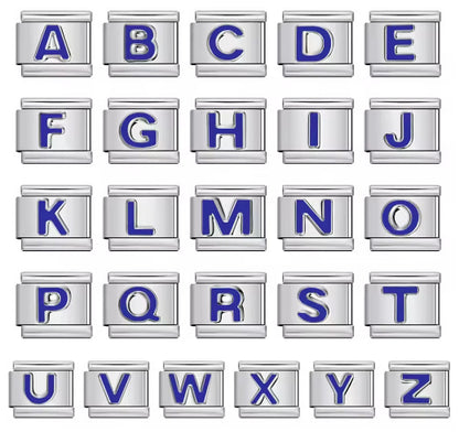 6 Colors Concave Letter Italian Charms Stamped Enamel