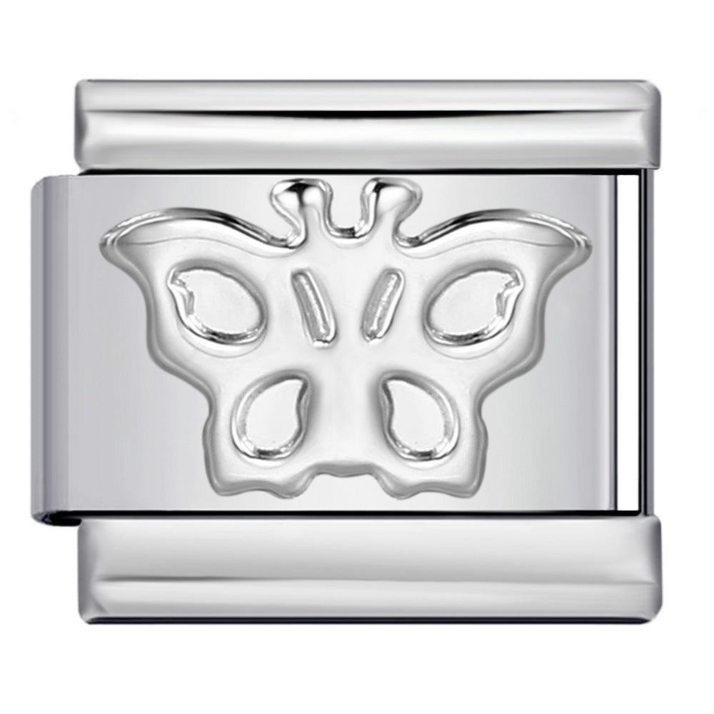Convex Silver Stamped Italian Charm Stainless Steel