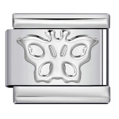Convex Silver Stamped Italian Charm Stainless Steel