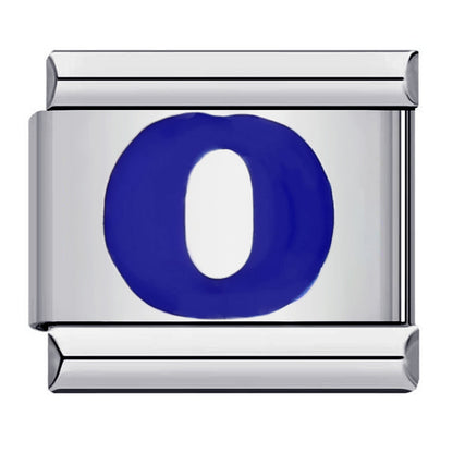 Blue Enamel Alphabet Stainless Steel Italian Charm Links