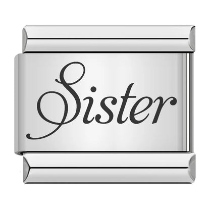 Family series english word pattern italian module bracelet stainless steel laser engraved diy bracelet