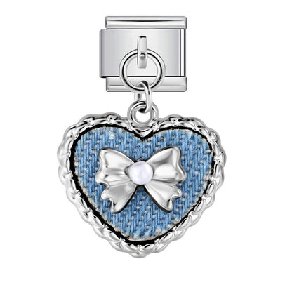 Single hook italian modular bracelet - blue & black pendant with elastic splicing stainless steel watch band chain