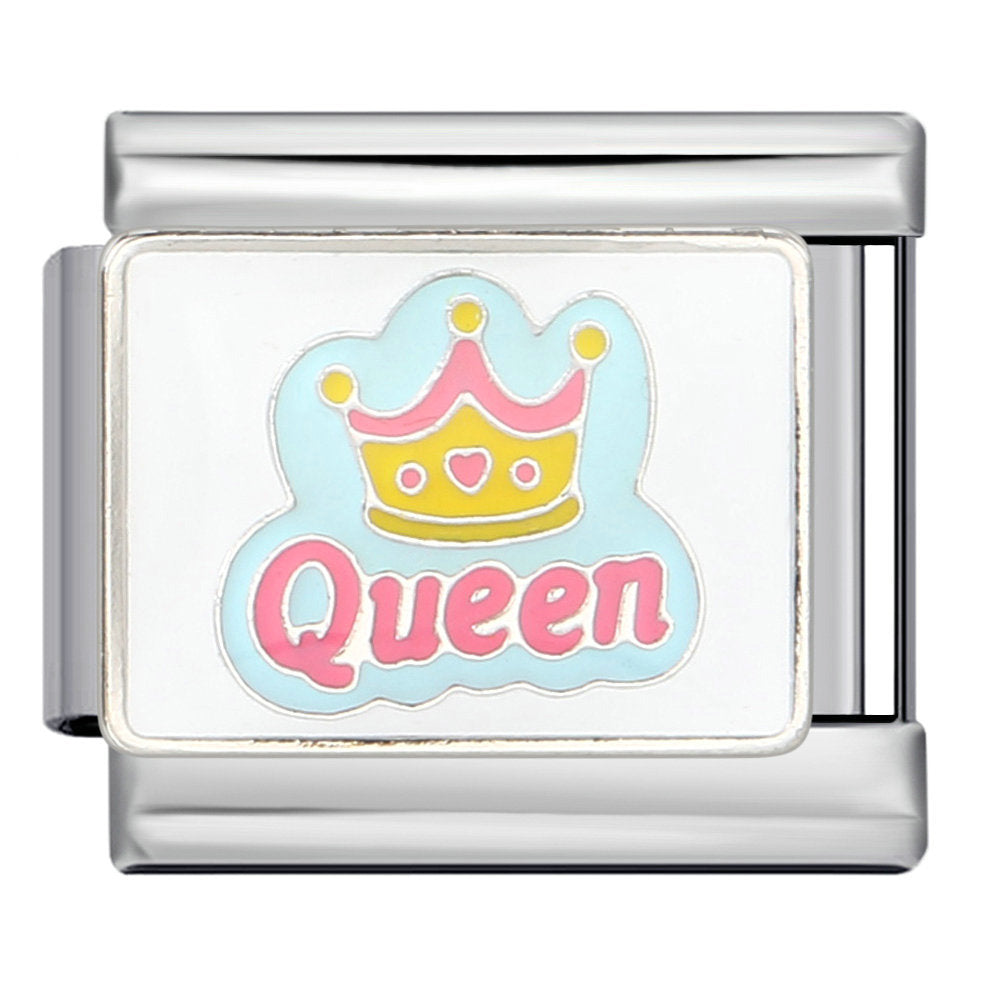 New queen crown pattern stainless steel bracelet - handmade diy italian modular bracelet - personalized gift