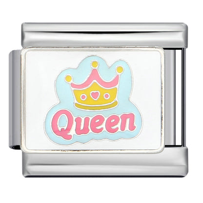 New queen crown pattern stainless steel bracelet - handmade diy italian modular bracelet - personalized gift