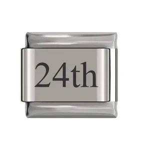 Laser Engraved Date Stainless Steel Italian Charm Links
