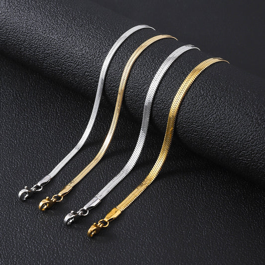 Hip Hop Flat Snake Chain Necklace