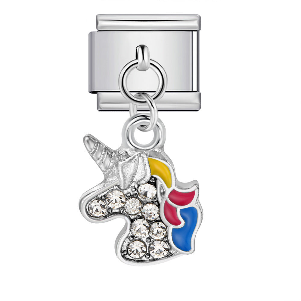 Single hook pendant italian modular bracelet stainless steel patchwork strap chain italian charm