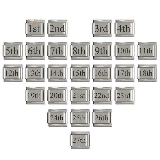Laser Engraved Date Stainless Steel Italian Charm Links
