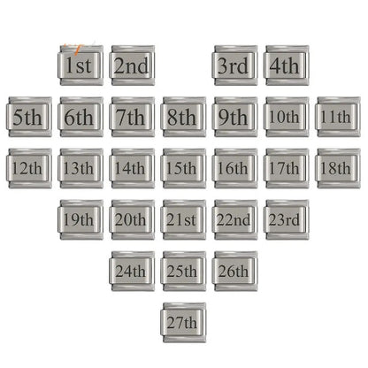 Laser Engraved Date Stainless Steel Italian Charm Links
