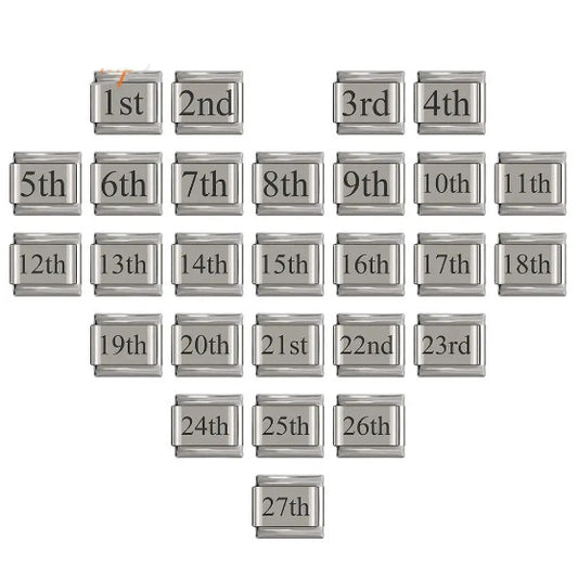 Laser Engraved Date Stainless Steel Italian Charm Links