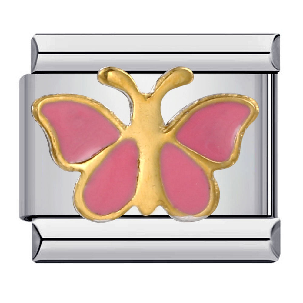 Color butterfly Italian module bracelet, welding pattern drip DIY bracelet Italian charm
