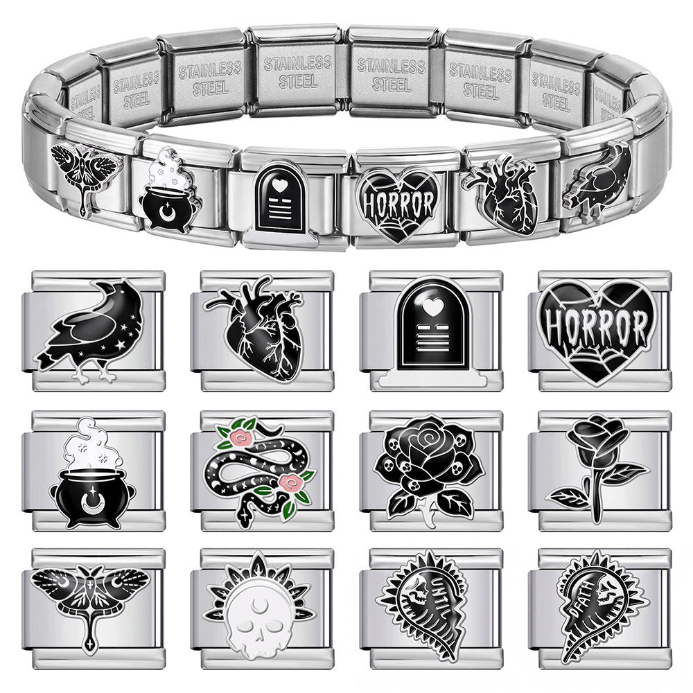Cross-border hot sale Gothic style welding stainless steel Italian module bracelet DIY splicing accessories