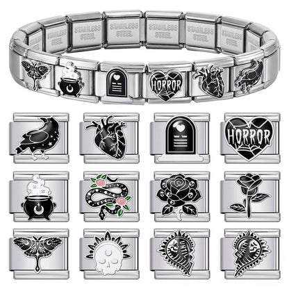 Cross-border hot sale Gothic style welding stainless steel Italian module bracelet DIY splicing accessories