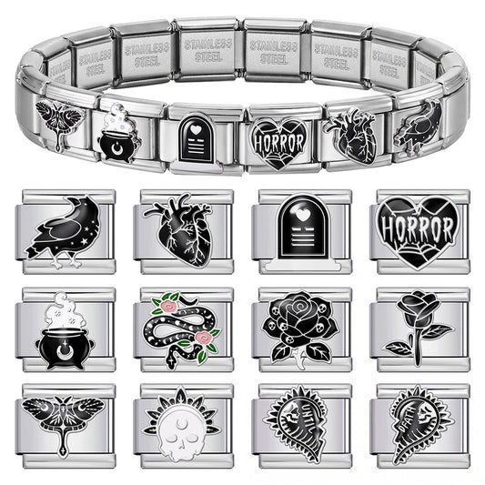 Cross-border hot sale Gothic style welding stainless steel Italian module bracelet DIY splicing accessories