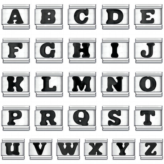 New arrival black english letter diy italian module bracelet italian charm bracelet