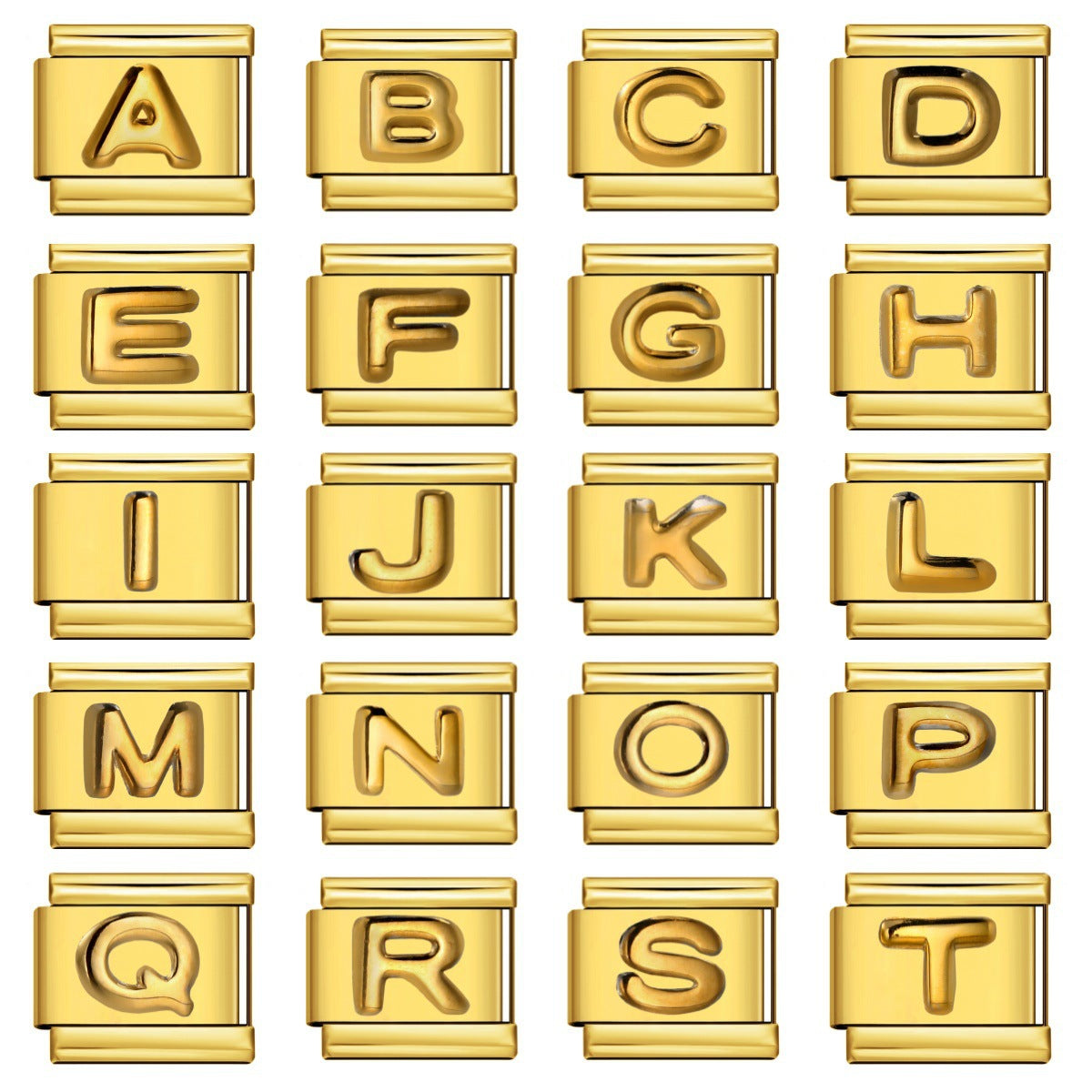 Cross-border explosive convex English alphabet collection series, stainless steel gold-plated DIY Italian module bracelet
