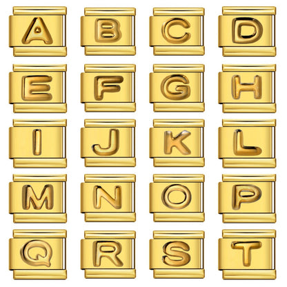 Cross-border explosive convex English alphabet collection series, stainless steel gold-plated DIY Italian module bracelet
