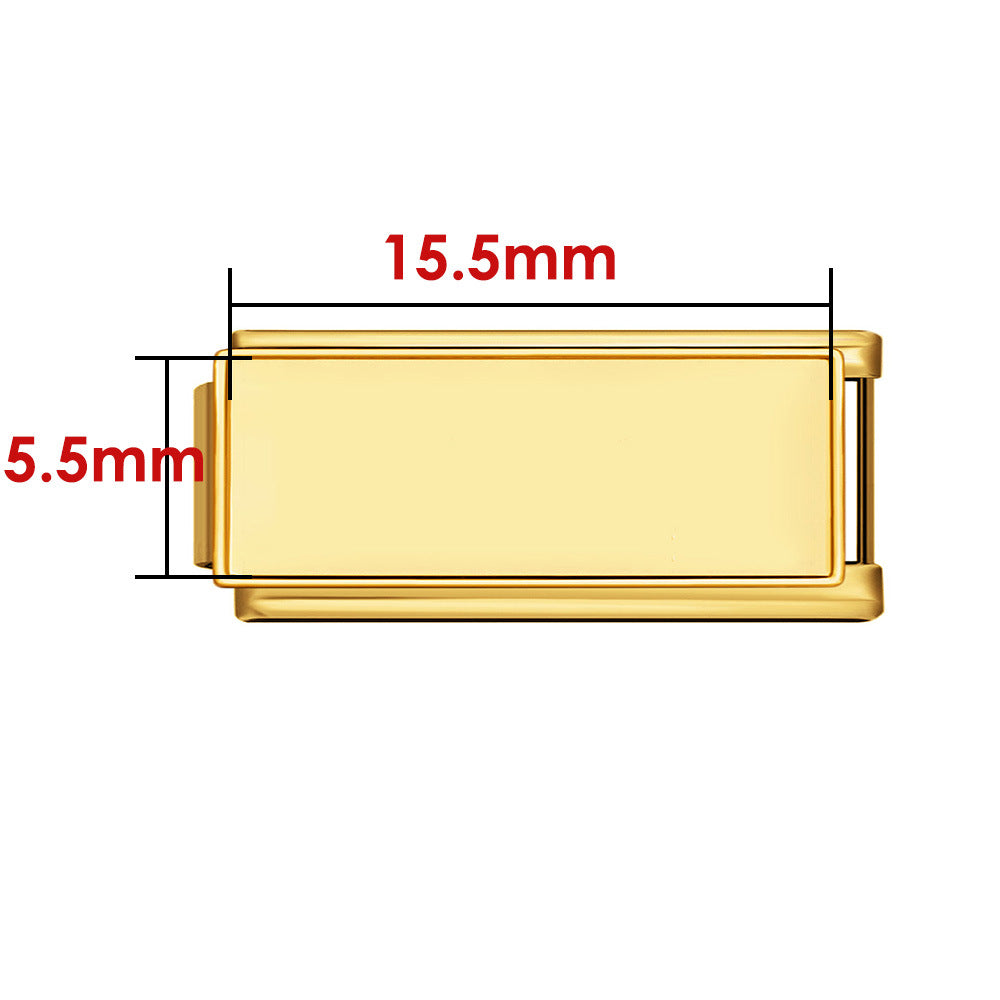 Photo multifunctional italian module bracelet square elastic patchwork stainless steel watch strap italian charm