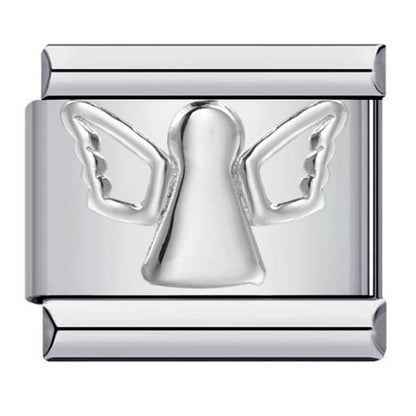 Convex Silver Stamped Italian Charm Stainless Steel