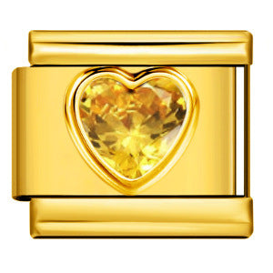 Heart Micro Paved Color Stone Italian Charm Stainless Steel