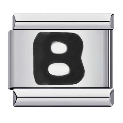 Black Letter Italian Charm Bracelet Stainless Steel