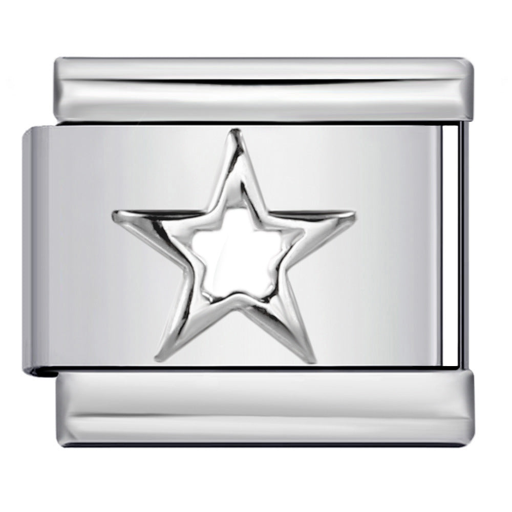Star Eye Stamped Enamel Italian Charm Stainless Steel