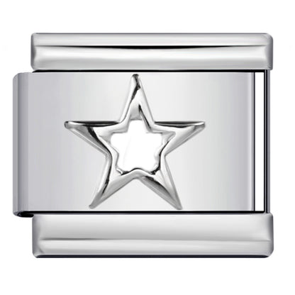 Star Eye Stamped Enamel Italian Charm Stainless Steel