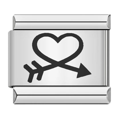 Cross-border hot-selling laser engraving heart-shaped series, stainless steel handmade DIY Italian module bracelet wholesale