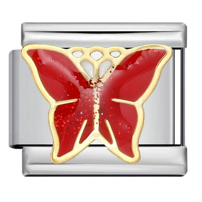 Color butterfly Italian module bracelet, welding pattern drip DIY bracelet Italian charm